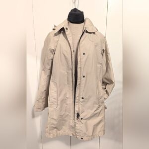 LL Bean Women's Tan Trench Rain Coat - Full Length Rain Jacket Waterproof Coat